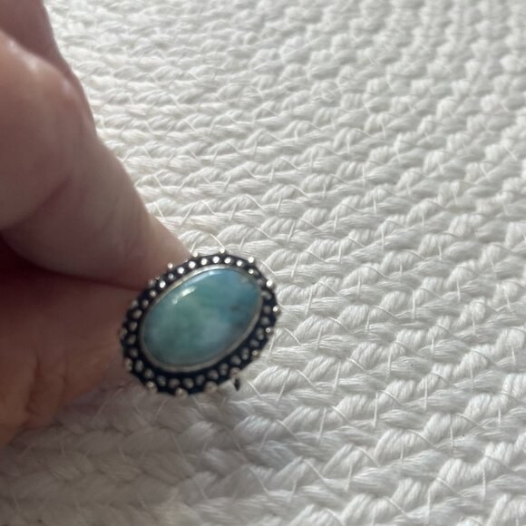 Gorgeous LARIMAR Handmade Sterling 925 Ring Size 9 Adjustable #873D - Picture 2 of 3